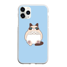 Чехол для iPhone 11 Pro Max матовый с принтом Тоторный кот , Силикон |  | grumpy cat | белый | кот тоторо | кот. недовольный кот | крем | мило | милота | мимишка | тоторо
