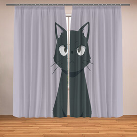 Фотошторы с принтом Чёрный кот , Блэкаут (светозащита 90%) / Габардин (светозащита 40% | 2 полотна шириной по 145 см; Высота 200-300 см; Крепление: шторная лента (на крючки); | аниме | аниме кот | арт | кёрный котёнок | кот | котёнок | кошка | рисунок | чёрная кошка | черный кот | черный котенок