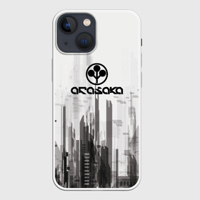 Чехол для iPhone 13 mini с принтом Cyberpunk 2077 (Arasaka) ,  |  | arasaka | cyberpunk 2077 | cyberpunk 2077 (arasaka) | город | игра | минимализм