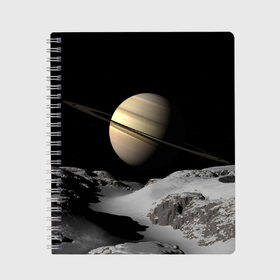 Тетрадь с принтом Saturn , 100% бумага | 48 листов, плотность листов — 60 г/м2, плотность картонной обложки — 250 г/м2. Листы скреплены сбоку удобной пружинной спиралью. Уголки страниц и обложки скругленные. Цвет линий — светло-серый
 | cosmos | saturn | space | космос | пространство | сатурн