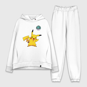 Женский костюм хлопок Oversize с принтом Pokemon pikachu 1 ,  |  | pokeball | pokemon | игры | покемоны