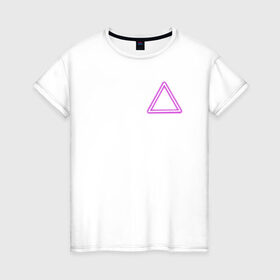 Женская футболка хлопок с принтом Неоновый треугольник , 100% хлопок | прямой крой, круглый вырез горловины, длина до линии бедер, слегка спущенное плечо | neon | triangel | неон | неоновый треугольник | треугольник