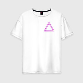 Женская футболка хлопок Oversize с принтом Неоновый треугольник , 100% хлопок | свободный крой, круглый ворот, спущенный рукав, длина до линии бедер
 | neon | triangel | неон | неоновый треугольник | треугольник