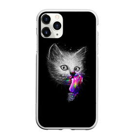 Чехол для iPhone 11 Pro Max матовый с принтом Котейка с мороженным , Силикон |  | арт | кот | котёнок | кошка | мороженное | рисунок | серая кошка | серый кот | серый котёнок | чёрный | яркие цвета