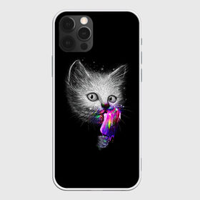 Чехол для iPhone 12 Pro Max с принтом Котейка с мороженным , Силикон |  | Тематика изображения на принте: арт | кот | котёнок | кошка | мороженное | рисунок | серая кошка | серый кот | серый котёнок | чёрный | яркие цвета