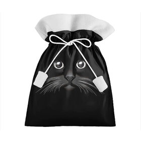Подарочный 3D мешок с принтом Кошачья моська , 100% полиэстер | Размер: 29*39 см | Тематика изображения на принте: арт | вектор | кот | котёнок | кошка | рисунок | черная кошка | чёрный | черный кот | черный котенок