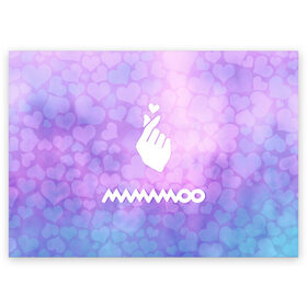 Поздравительная открытка с принтом Mamamoo , 100% бумага | плотность бумаги 280 г/м2, матовая, на обратной стороне линовка и место для марки
 | cute | heat | k pop | korean | mamamoo | жест | кпоп | мамаму | милый | сердце