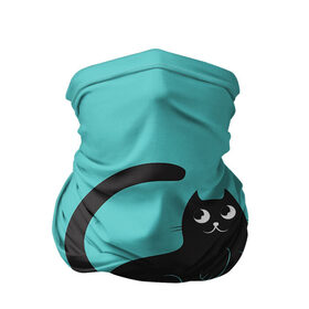 Бандана-труба 3D с принтом Чёрный котя , 100% полиэстер, ткань с особыми свойствами — Activecool | плотность 150‒180 г/м2; хорошо тянется, но сохраняет форму | арт | бирюзовый | вектор | зеленый | кот | котёнок | кошка | рисунок | чёрная кошка | чёрный | чёрный кот | чёрный котёнок