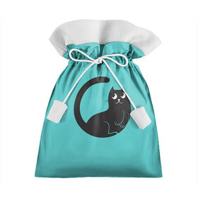 Подарочный 3D мешок с принтом Чёрный котя , 100% полиэстер | Размер: 29*39 см | Тематика изображения на принте: арт | бирюзовый | вектор | зеленый | кот | котёнок | кошка | рисунок | чёрная кошка | чёрный | чёрный кот | чёрный котёнок