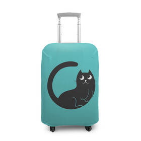 Чехол для чемодана 3D с принтом Чёрный котя , 86% полиэфир, 14% спандекс | двустороннее нанесение принта, прорези для ручек и колес | Тематика изображения на принте: арт | бирюзовый | вектор | зеленый | кот | котёнок | кошка | рисунок | чёрная кошка | чёрный | чёрный кот | чёрный котёнок