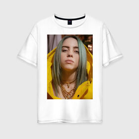 Женская футболка хлопок Oversize с принтом Билли Айлиш / Billie Eilish , 100% хлопок | свободный крой, круглый ворот, спущенный рукав, длина до линии бедер
 | billie | billie eilish | eilish | айлиш | билли | билли айлиш