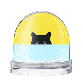 Снежный шар с принтом Кот в засаде , Пластик | Изображение внутри шара печатается на глянцевой фотобумаге с двух сторон | в засаде | выжидает | кот на охоте | кошка на охоте | охота | чёрная кошка | чёрный кот