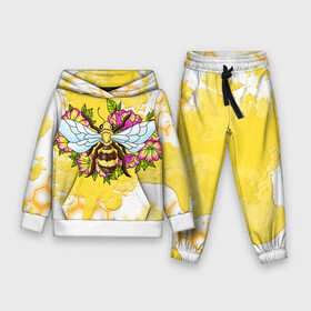 Детский костюм 3D (с толстовкой) с принтом Пчела ,  |  | крылья | мёд | оса | пчела | пчёлы | соты | цветы