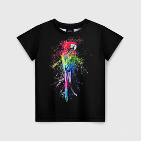 Детская футболка 3D с принтом Попугай , 100% гипоаллергенный полиэфир | прямой крой, круглый вырез горловины, длина до линии бедер, чуть спущенное плечо, ткань немного тянется | bird | colors | eweryday | life | nature | ара | креатив | повседневный стиль | попугай | природа | птица | радуга | разноцветный | темный