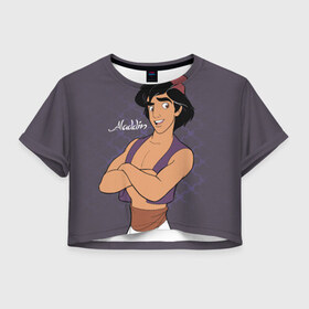 Женская футболка Crop-top 3D с принтом Аладдин , 100% полиэстер | круглая горловина, длина футболки до линии талии, рукава с отворотами | aladdin | disney | vdkimel | аладдин | алладин | дисней