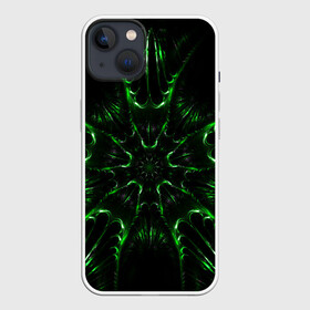 Чехол для iPhone 13 с принтом Зелёное Очарование ,  |  | abstraction | flower | green | green flower | абстракция | зелёный | зелёный цветок | узоры | цветок