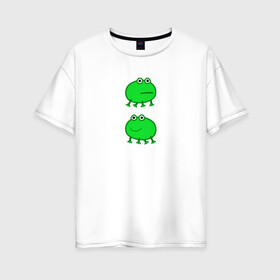 Женская футболка хлопок Oversize с принтом Жаба , 100% хлопок | свободный крой, круглый ворот, спущенный рукав, длина до линии бедер
 | жаба | лягушка | лягушонок | мем | свинка пеппа | тик ток