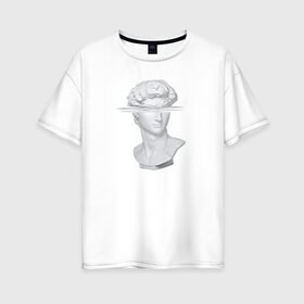 Женская футболка хлопок Oversize с принтом Vaporwave , 100% хлопок | свободный крой, круглый ворот, спущенный рукав, длина до линии бедер
 | vaporwave | вапорвейф | голова | голова статуи | музыка | статуя | тренд