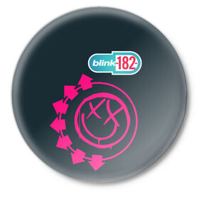 Значок с принтом Blink 182 ,  металл | круглая форма, металлическая застежка в виде булавки | Тематика изображения на принте: music | rock | музыка | рок