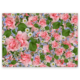Поздравительная открытка с принтом Цветы , 100% бумага | плотность бумаги 280 г/м2, матовая, на обратной стороне линовка и место для марки
 | лист | листик | листок | листья | природа | природный | растение | растения | роза | розы | ромашка | ромашки | флора | цветок | цветочек | цветочки | цветы