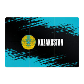 Магнитный плакат 3Х2 с принтом KAZAKHSTAN / КАЗАХСТАН , Полимерный материал с магнитным слоем | 6 деталей размером 9*9 см | flag | kazakhstan | qazaqstan | герб | захах | казахстан | кахахи | лого | нур султан | республика | символ | страна | флаг