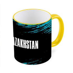 Кружка с принтом KAZAKHSTAN / КАЗАХСТАН , керамика | ёмкость 330 мл | Тематика изображения на принте: flag | kazakhstan | qazaqstan | герб | захах | казахстан | кахахи | лого | нур султан | республика | символ | страна | флаг