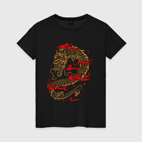 Женская футболка хлопок с принтом Китайский дракон , 100% хлопок | прямой крой, круглый вырез горловины, длина до линии бедер, слегка спущенное плечо | china | chineese | cloud | culture | dragon | long | lun | serpent | snake | девять сыновей дракона | дилун | змей | инлун | китай | китайская | культура | лун | лунван | облачный | поднебесная | поднебесный | путешествия | тяньлун