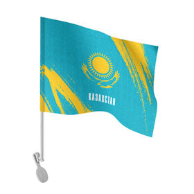 Флаг для автомобиля с принтом КАЗАХСТАН / KAZAKHSTAN , 100% полиэстер | Размер: 30*21 см | flag | kazakhstan | qazaqstan | герб | захах | казахстан | кахахи | лого | нур султан | республика | символ | страна | флаг