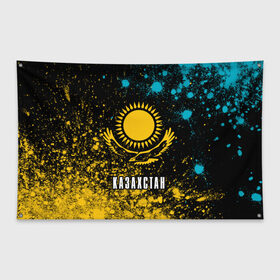Флаг-баннер с принтом КАЗАХСТАН / KAZAKHSTAN , 100% полиэстер | размер 67 х 109 см, плотность ткани — 95 г/м2; по краям флага есть четыре люверса для крепления | flag | kazakhstan | qazaqstan | герб | захах | казахстан | кахахи | лого | нур султан | республика | символ | страна | флаг