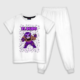 Детская пижама хлопок с принтом Brawl STARS (EL RUDO) , 100% хлопок |  брюки и футболка прямого кроя, без карманов, на брюках мягкая резинка на поясе и по низу штанин
 | Тематика изображения на принте: brawl | el rudo | leon | moba | stars | supercell | игра | коллаж | паттерн