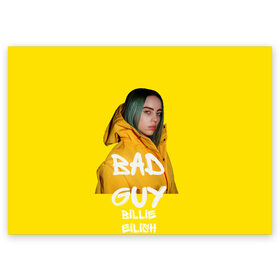 Поздравительная открытка с принтом Billie Eilish(Билли Айлиш) , 100% бумага | плотность бумаги 280 г/м2, матовая, на обратной стороне линовка и место для марки
 | bad guy | billie eilish | билли айлиш | музыка | популярная музыка