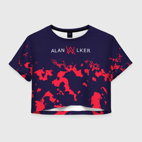 Женская футболка Crop-top 3D с принтом ALAN WALKER / АЛАН УОКЕР , 100% полиэстер | круглая горловина, длина футболки до линии талии, рукава с отворотами | alan | faded | house | logo | music | walker | алан | вокер | волкер | диджей | лого | логотип | логотипы | музыка | музыкант | символ | символы | танцеальная | уокер | хаус | электронная