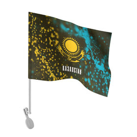 Флаг для автомобиля с принтом КАЗАХСТАН / KAZAKHSTAN , 100% полиэстер | Размер: 30*21 см | flag | kazakhstan | qazaqstan | герб | захах | казахстан | кахахи | лого | нур султан | республика | символ | страна | флаг