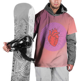 Накидка на куртку 3D с принтом Сердечко на розовом фоне , 100% полиэстер |  | Тематика изображения на принте: круг | любовь | неон | полосатый | розовый | сердце | сияние | фиолетовый