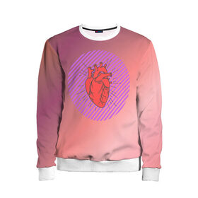 Детский свитшот 3D с принтом Сердечко на розовом фоне , 100% полиэстер | свободная посадка, прямой крой, мягкая тканевая резинка на рукавах и понизу свитшота | круг | любовь | неон | полосатый | розовый | сердце | сияние | фиолетовый