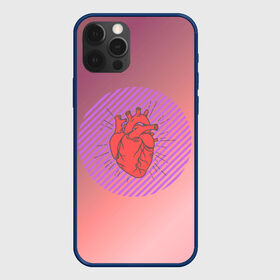 Чехол для iPhone 12 Pro с принтом Сердечко на розовом фоне , силикон | область печати: задняя сторона чехла, без боковых панелей | круг | любовь | неон | полосатый | розовый | сердце | сияние | фиолетовый