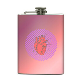 Фляга с принтом Сердечко на розовом фоне , металлический корпус | емкость 0,22 л, размер 125 х 94 мм. Виниловая наклейка запечатывается полностью | круг | любовь | неон | полосатый | розовый | сердце | сияние | фиолетовый