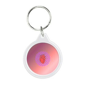 Брелок круглый с принтом Сердечко на розовом фоне , пластик и полированная сталь | круглая форма, металлическое крепление в виде кольца | круг | любовь | неон | полосатый | розовый | сердце | сияние | фиолетовый