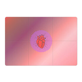 Магнитный плакат 3Х2 с принтом Сердечко на розовом фоне , Полимерный материал с магнитным слоем | 6 деталей размером 9*9 см | круг | любовь | неон | полосатый | розовый | сердце | сияние | фиолетовый