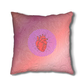 Подушка 3D с принтом Сердечко на розовом фоне , наволочка – 100% полиэстер, наполнитель – холлофайбер (легкий наполнитель, не вызывает аллергию). | состоит из подушки и наволочки. Наволочка на молнии, легко снимается для стирки | круг | любовь | неон | полосатый | розовый | сердце | сияние | фиолетовый