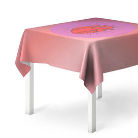 Скатерть 3D с принтом Сердечко на розовом фоне , 100% полиэстер (ткань не мнется и не растягивается) | Размер: 150*150 см | круг | любовь | неон | полосатый | розовый | сердце | сияние | фиолетовый