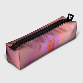 Пенал 3D с принтом Сердечко на розовом фоне , 100% полиэстер | плотная ткань, застежка на молнии | круг | любовь | неон | полосатый | розовый | сердце | сияние | фиолетовый