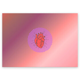 Поздравительная открытка с принтом Сердечко на розовом фоне , 100% бумага | плотность бумаги 280 г/м2, матовая, на обратной стороне линовка и место для марки
 | круг | любовь | неон | полосатый | розовый | сердце | сияние | фиолетовый