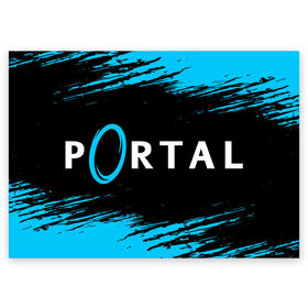Поздравительная открытка с принтом PORTAL / ПОРТАЛ , 100% бумага | плотность бумаги 280 г/м2, матовая, на обратной стороне линовка и место для марки
 | game | games | half | half life | halflife | life | logo | portal | portal 2 | portal2 | valve | игра | игры | лайф | лого | логотип | логотипы | портал | портал 2 | портал2 | символ | символы | халф | халф лайф | халфлайф