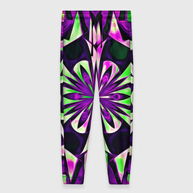 Женские брюки 3D с принтом Kaleidoscope , полиэстер 100% | прямой крой, два кармана без застежек по бокам, с мягкой трикотажной резинкой на поясе и по низу штанин. В поясе для дополнительного комфорта — широкие завязки | abstraction | fractal | kaleidoscope | light green | pattern | purple | symmetry | абстракция | калейдоскоп | салатовый | симметрия | узор | фиолетовый | фрактал