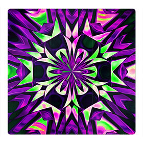 Магнитный плакат 3Х3 с принтом Kaleidoscope , Полимерный материал с магнитным слоем | 9 деталей размером 9*9 см | Тематика изображения на принте: abstraction | fractal | kaleidoscope | light green | pattern | purple | symmetry | абстракция | калейдоскоп | салатовый | симметрия | узор | фиолетовый | фрактал