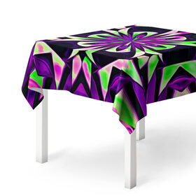 Скатерть 3D с принтом Kaleidoscope , 100% полиэстер (ткань не мнется и не растягивается) | Размер: 150*150 см | abstraction | fractal | kaleidoscope | light green | pattern | purple | symmetry | абстракция | калейдоскоп | салатовый | симметрия | узор | фиолетовый | фрактал
