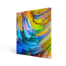 Холст квадратный с принтом Цветные полоски , 100% ПВХ |  | colors | полоски | радуга | спагетти | цвета | цветная | цветные спагетти