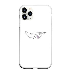 Чехол для iPhone 11 Pro Max матовый с принтом самолетик , Силикон |  | Тематика изображения на принте: белый самолетик | бумажный самолетик | минимализм | розовое сердечко | самолет | самолетик | сердечко | тумблер | чб
