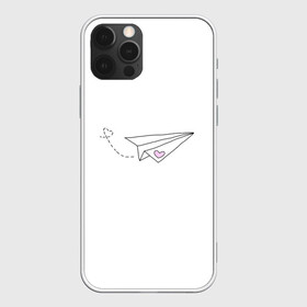 Чехол для iPhone 12 Pro Max с принтом самолетик , Силикон |  | Тематика изображения на принте: белый самолетик | бумажный самолетик | минимализм | розовое сердечко | самолет | самолетик | сердечко | тумблер | чб